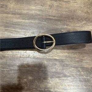 MICHAEL Michael Kors Black Belt with Gold Buckle